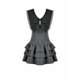 Dark in Love Vintage Striped Ruffle Tier Dress