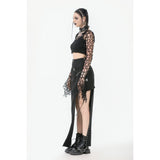 Dark in Love Morana Mesh Crochet Knit Bell Sleeve Crop Top