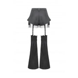 Dark in Love Lace-Up Layered Goth Convertible Flare Trousers or Shorts