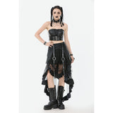 Dark in Love Belladonna Mesh Buckled Goth Skirt in Black