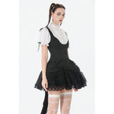 Dark in Love Court-Style Black & White Lace Blouse