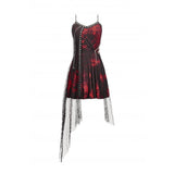 Dark in Love Bellatrix Red & Black Mesh Asymmetrical Dress
