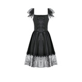 Dark in Love Black Gothic Sweet Bow Lace Lolita Dress