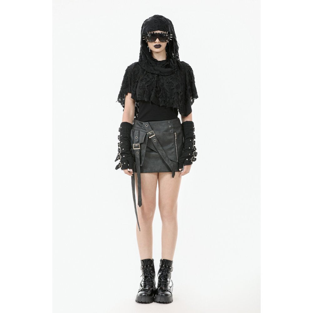 Dark in Love Nyx Distressed Shredded Hooded Poncho