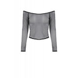 Dark in Love Lyra Fishnet Off-Shoulder Gothic Mesh Top