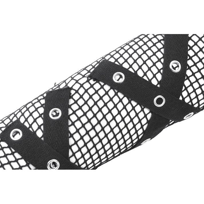 Dark In Love Punk Mesh Hollow Chain Decor Gloves
