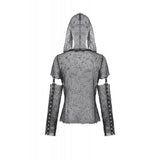 Dark in Love Punk Mesh Hollow-Out Hooded Top