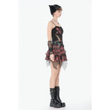 Dark in Love Linnea Plaid Mesh Layered Skirt