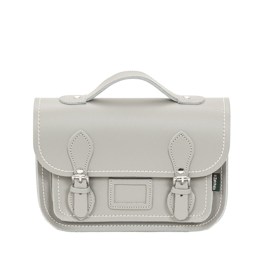 Leather Midi Satchel - Ghost Grey