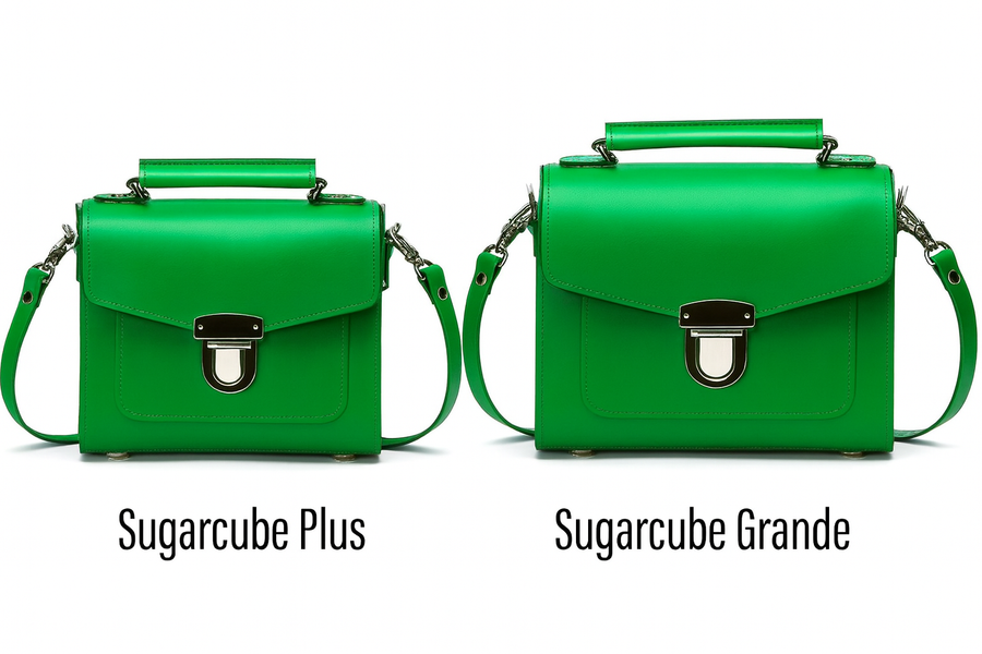 Handmade Leather Sugarcube Handbag - Green