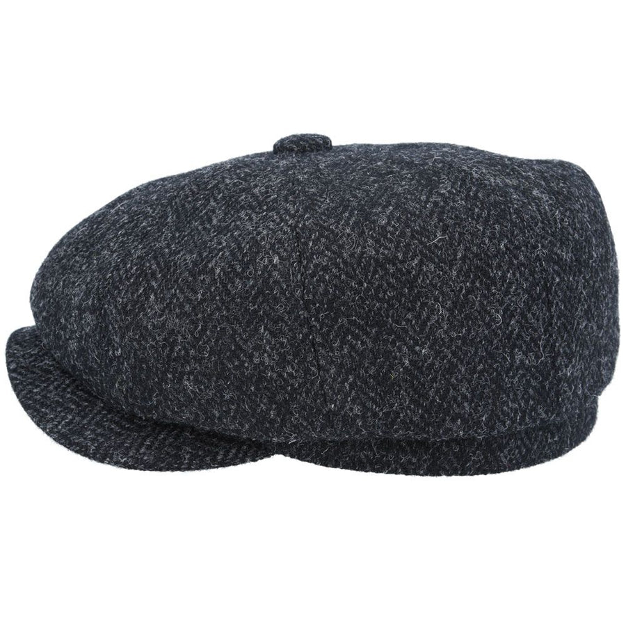Harris Tweed Herringbone Newsboy Cap – Navy