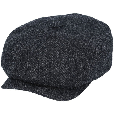 Harris Tweed Herringbone Newsboy Cap – Charcoal