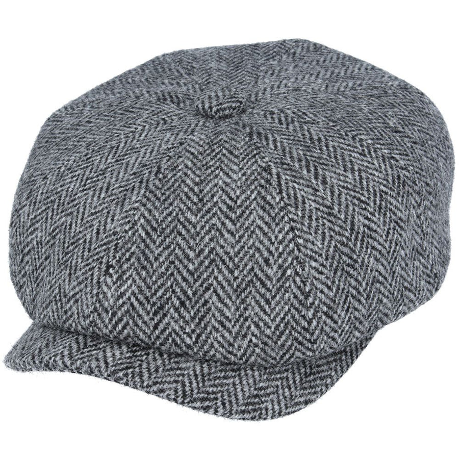 Harris Tweed Herringbone Newsboy Cap – Grey