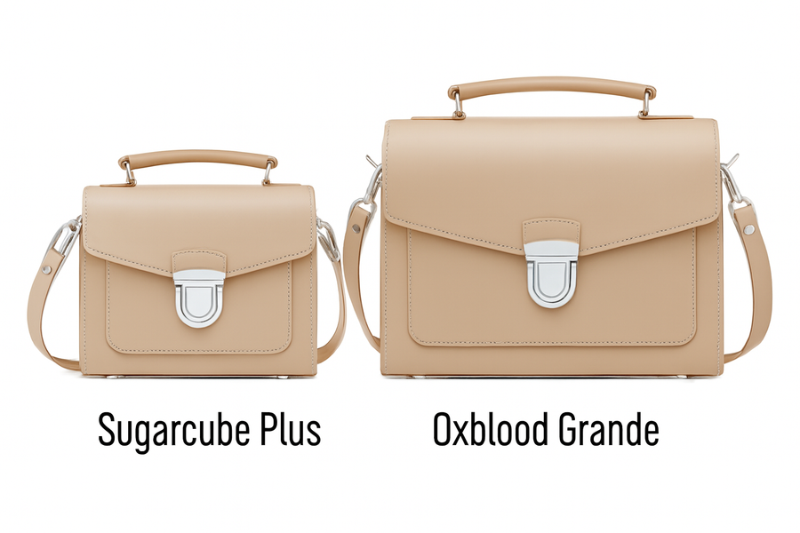 Handmade Leather Sugarcube Handbag - Iced Coffee