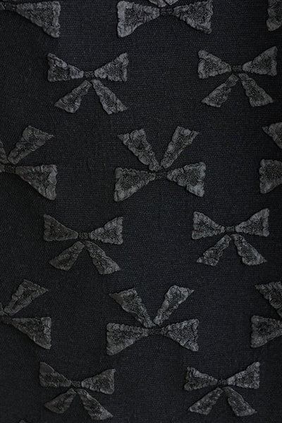 Iris Bow Black Jacquard White Embroidered Collar Midi Dress