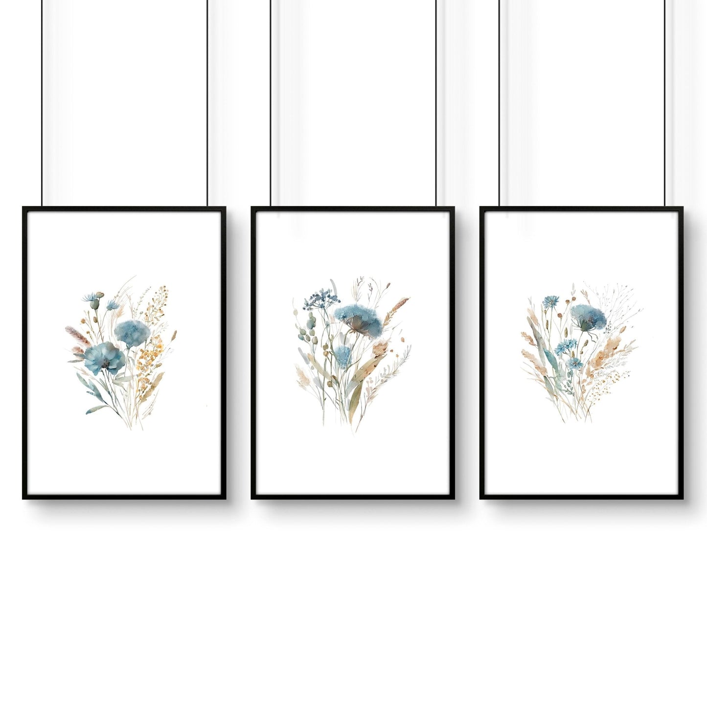 Large Picture For Bedroom | Set of 3 Botanical Art Prints