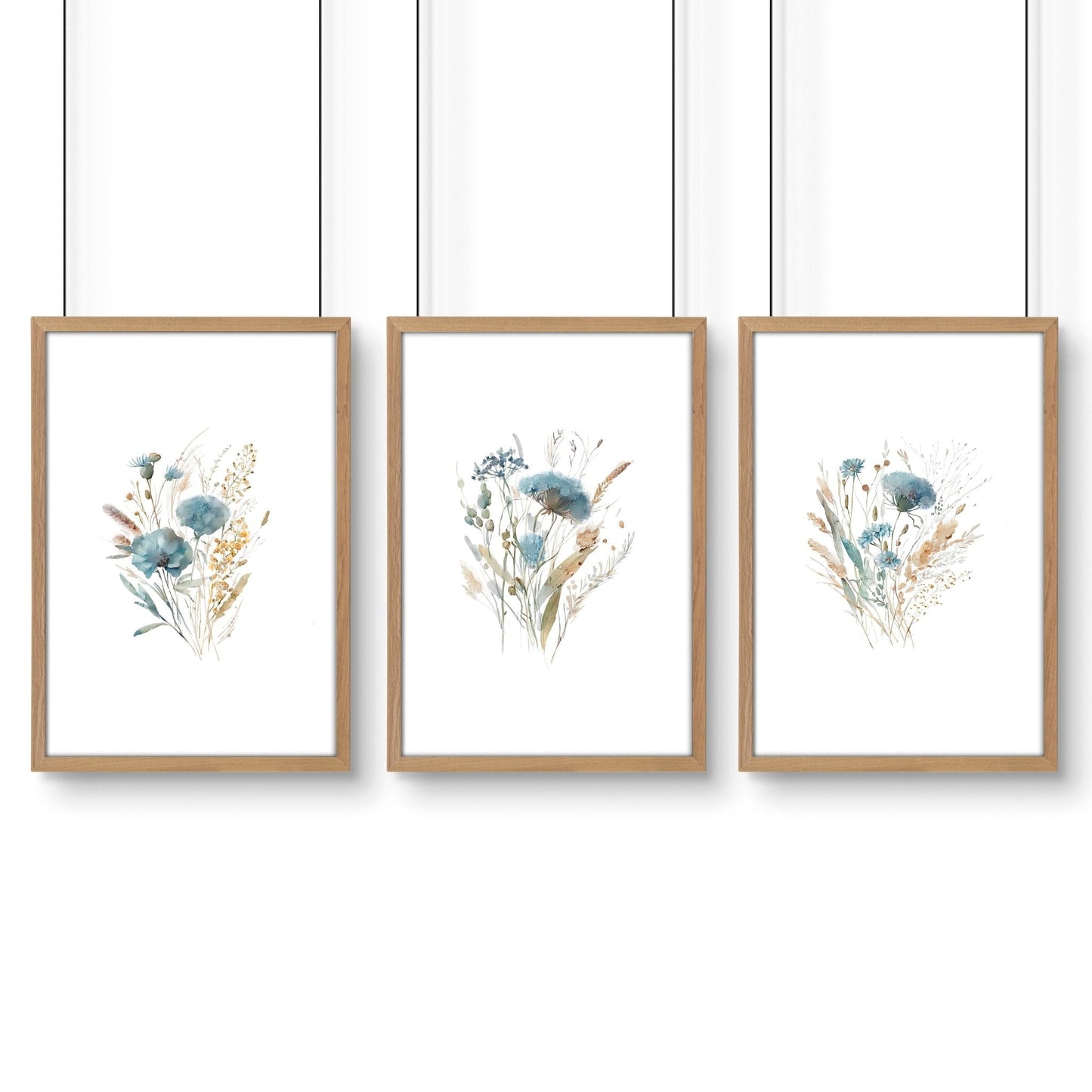 Large Picture For Bedroom | Set of 3 Botanical Art Prints