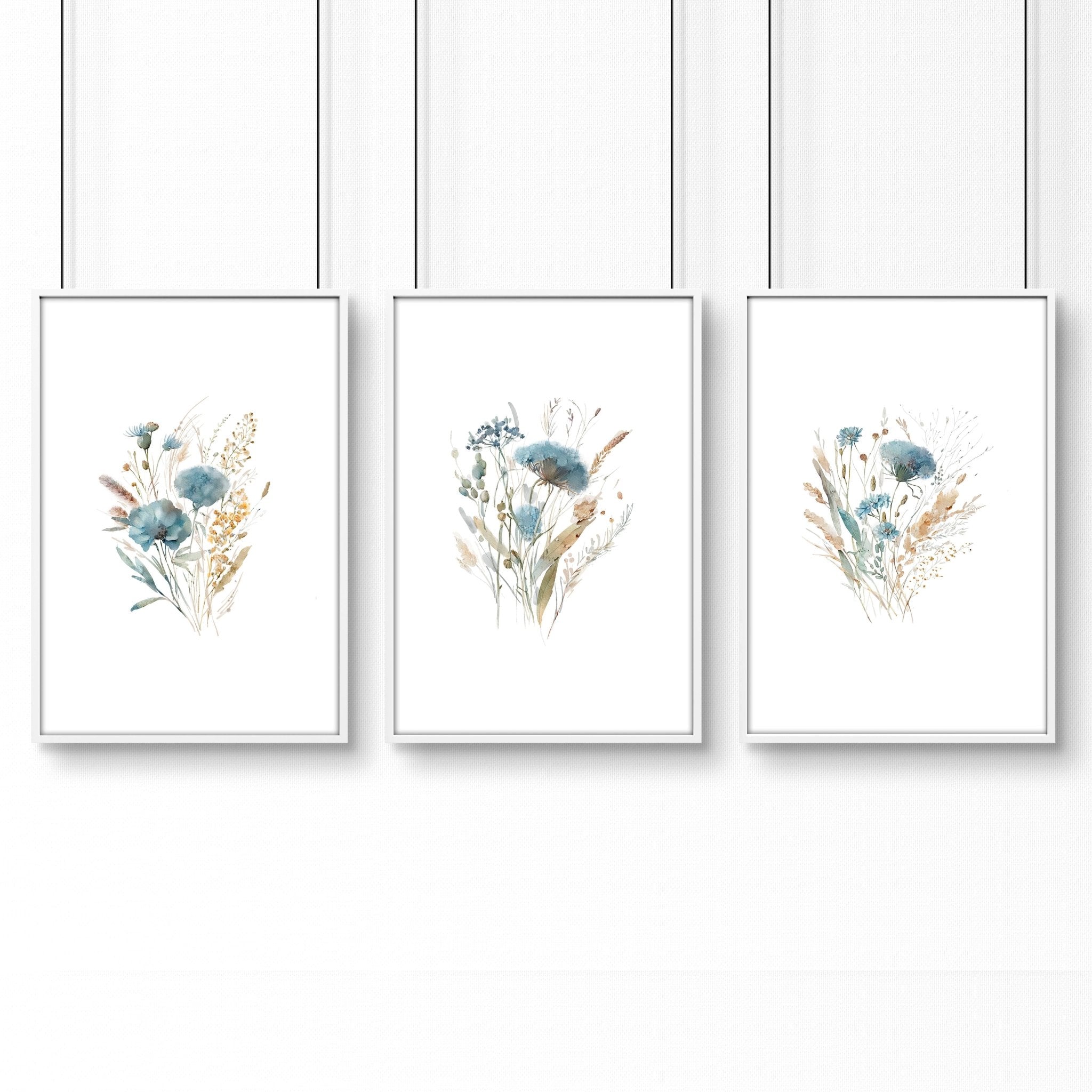 Large Picture For Bedroom | Set of 3 Botanical Art Prints