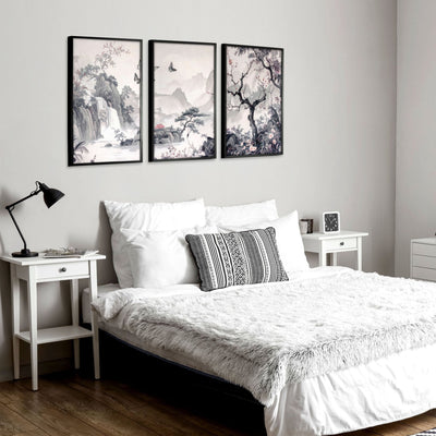 Large Picture Prints | Set of 3 Chinoiserie Wall art Prints