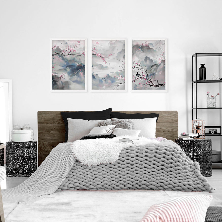 Large Print For Wall | Set of 3 Chinoiserie Wall art Prints