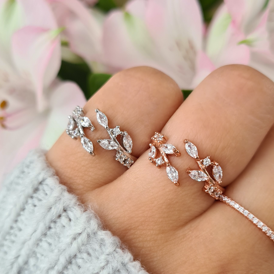 Adjustable Leaf Ring in Rose Gold