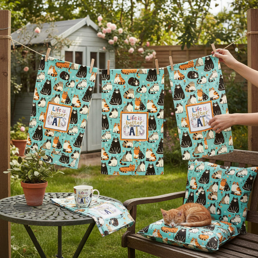 Life Is Better With Cats Tea Towel