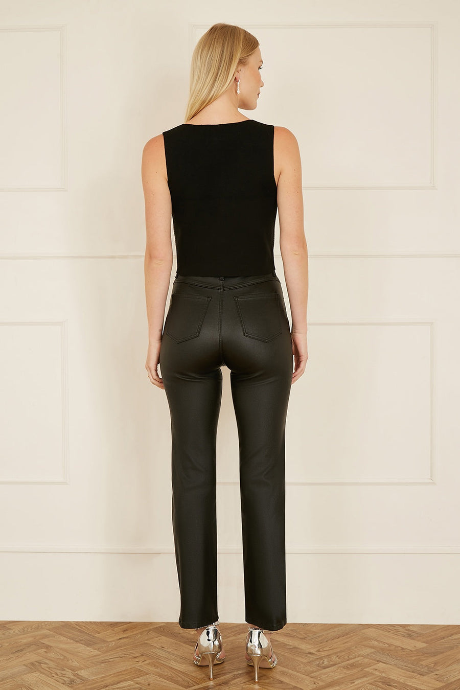 Yumi Black Sequin Waistcoat With Knitted Back
