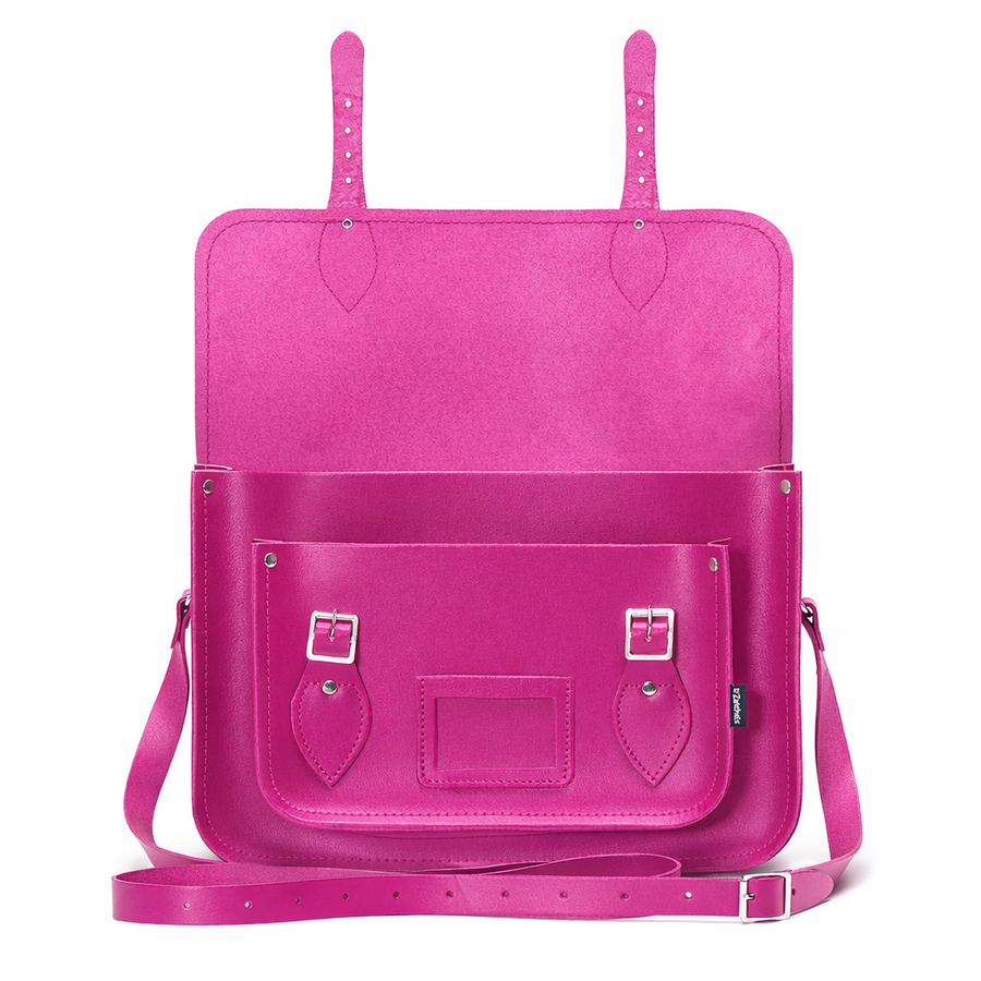 Handmade Leather Satchel - Magenta