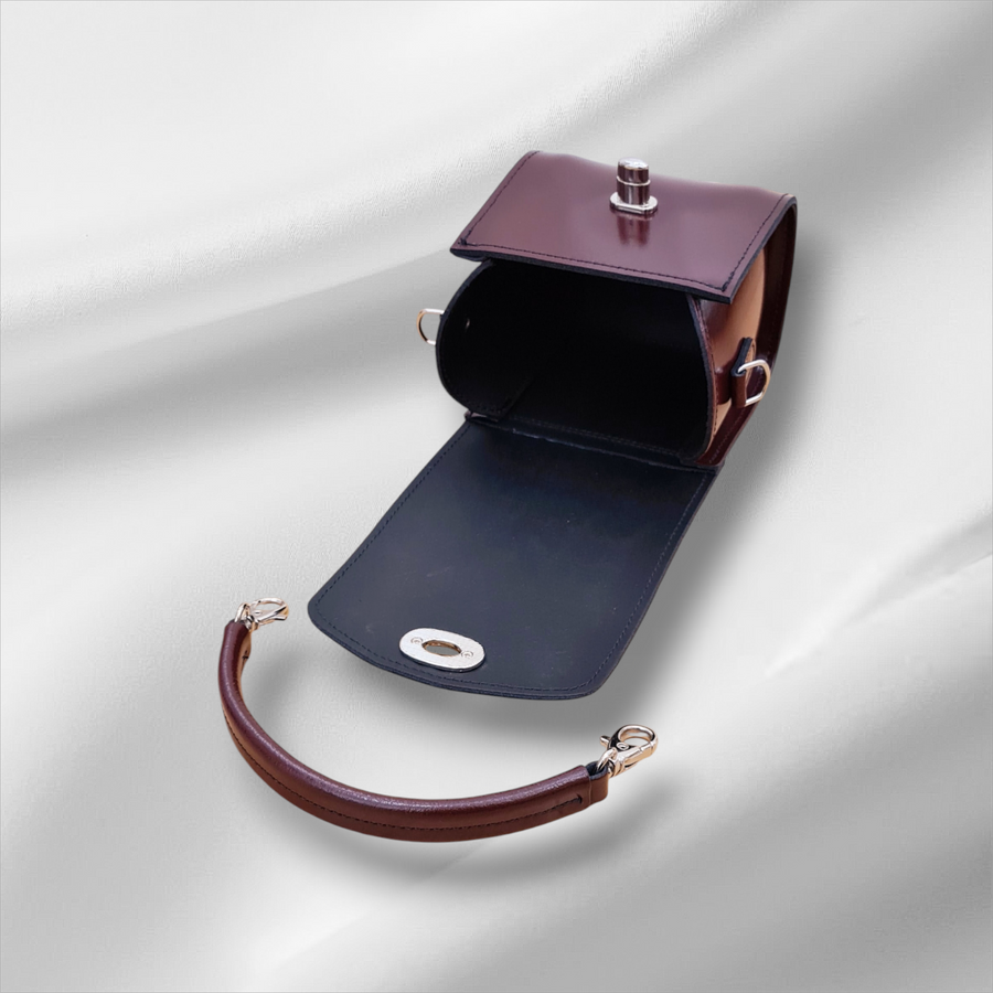 Bauble Handmade High Shine Leather Handbag - Marsala Red