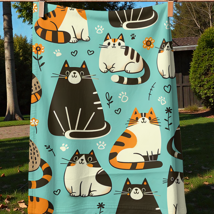 Poppy and Friends Cartoon Cat Tea Towel