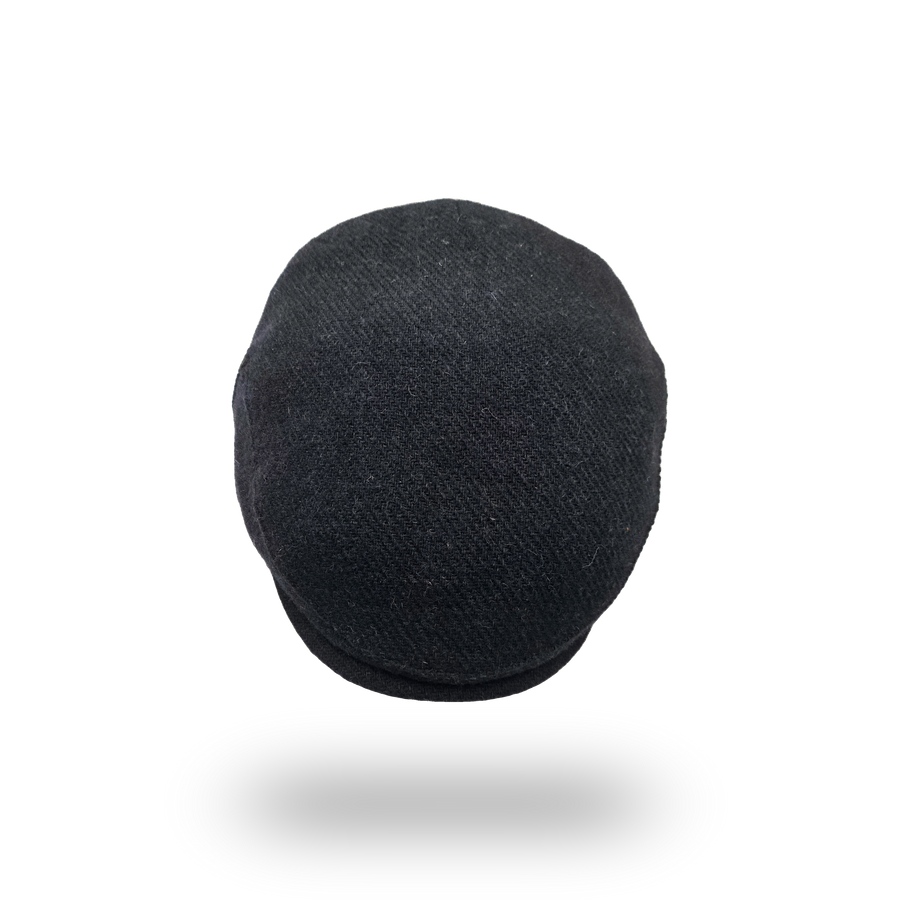 Midnight Navy Harris Tweed Flat Cap, top view