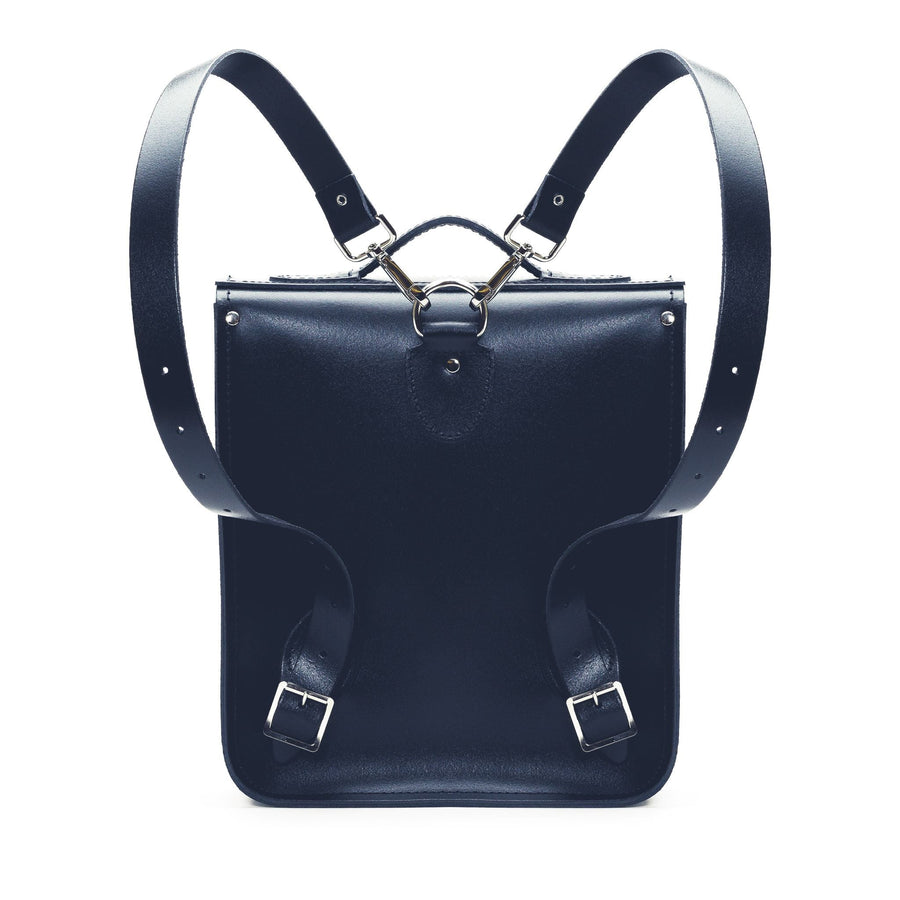 Handmade Leather City Backpack - Navy Blue