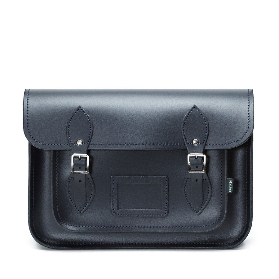 Handmade Leather Satchel - Navy Blue