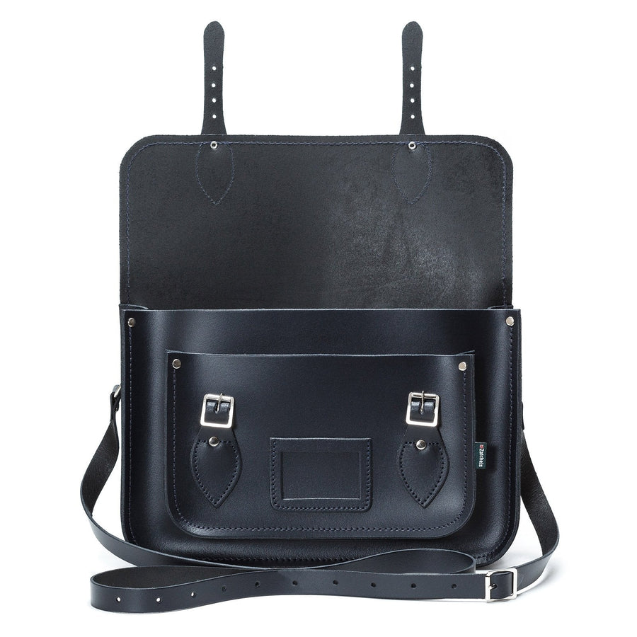 Handmade Leather Satchel - Navy Blue