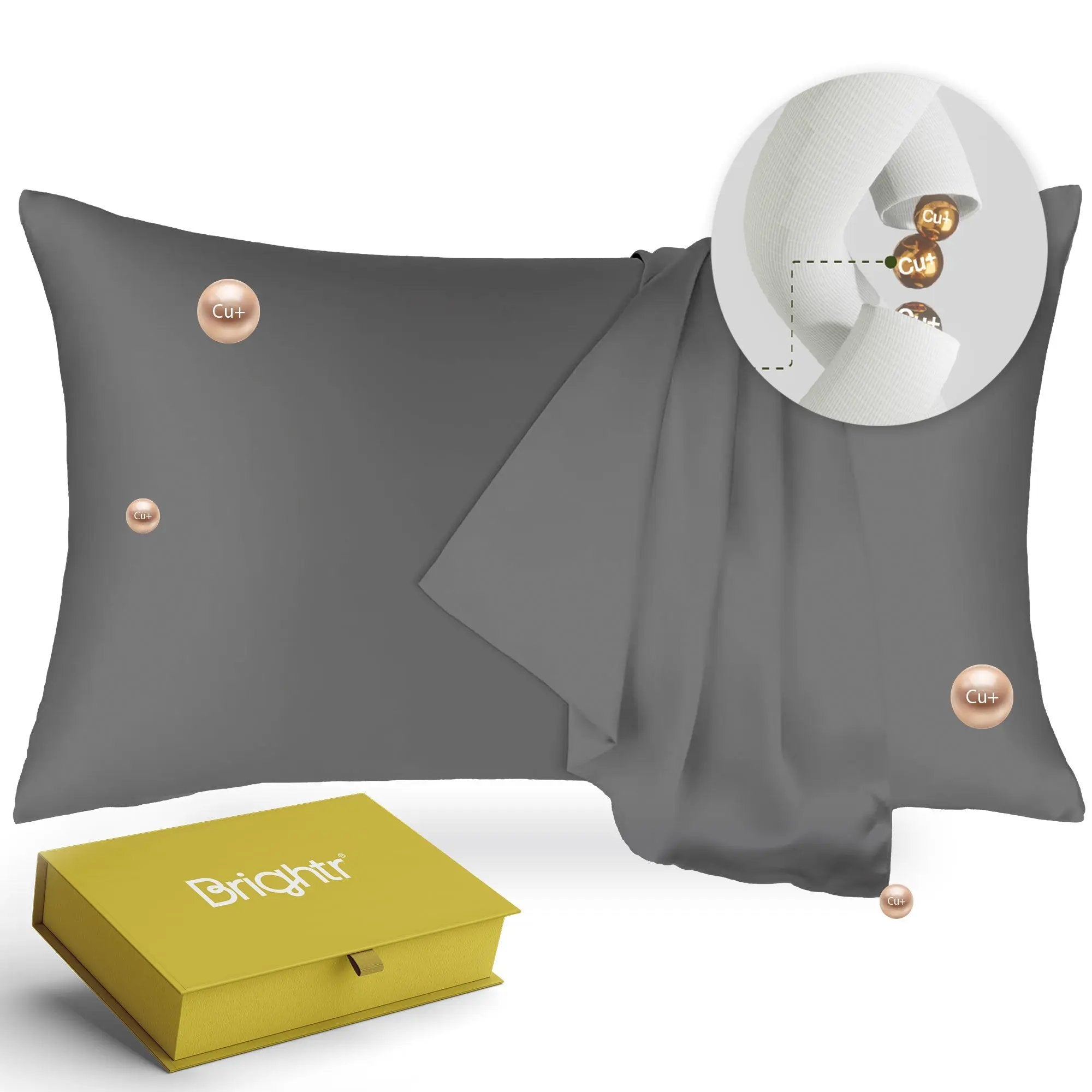 Brightr® Copperdefense Eucalyptus Silk Pillowcase | Anti-Aging, Anti-Acne, Cooling