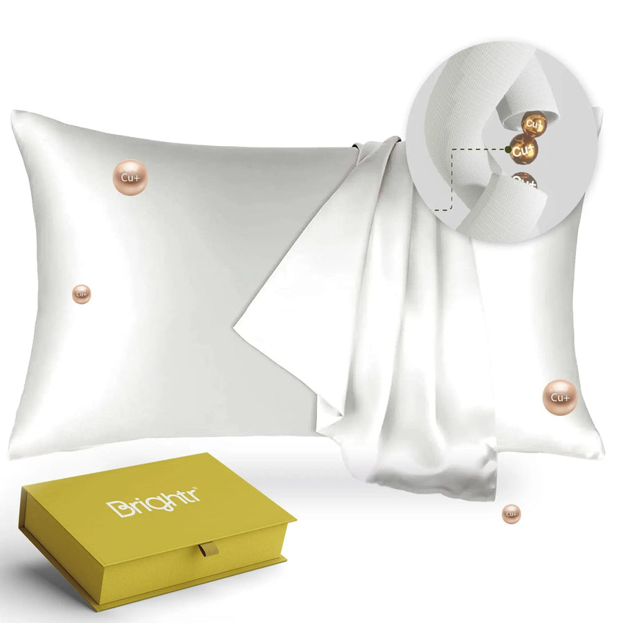 Brightr® Copperdefense Eucalyptus Silk Pillowcase | Anti-Aging, Anti-Acne, Cooling