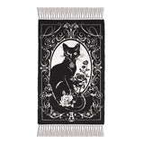 Black Cat Occult Rug Woven Cotton Gothic Home Decor – Alchemy Gothic Paracelsus RUG7