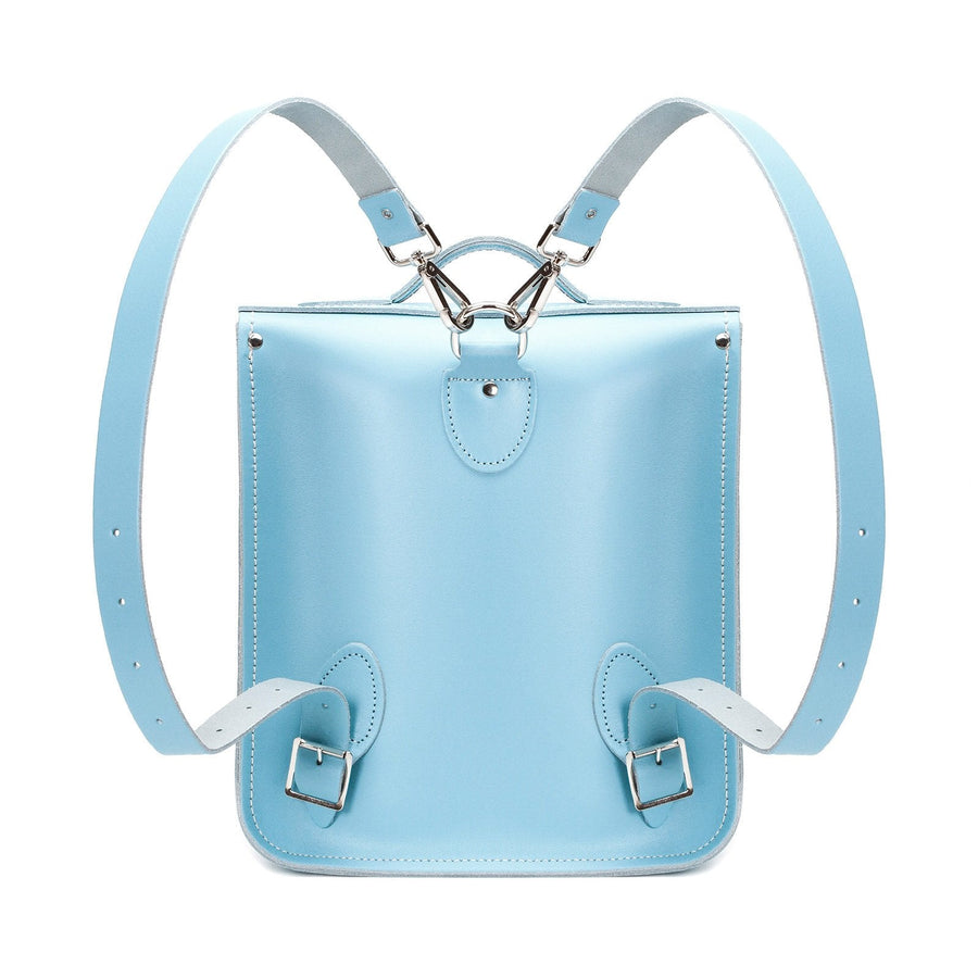 Handmade Leather City Backpack - Pastel Baby Blue