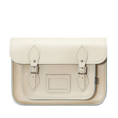 Handmade Leather Satchel - Pastel Cream