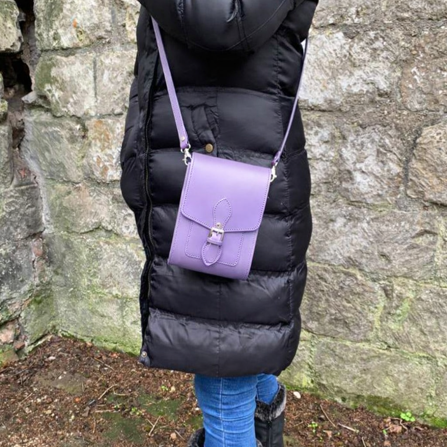 Handmade Leather Festival Phone Bag - Pastel Violet