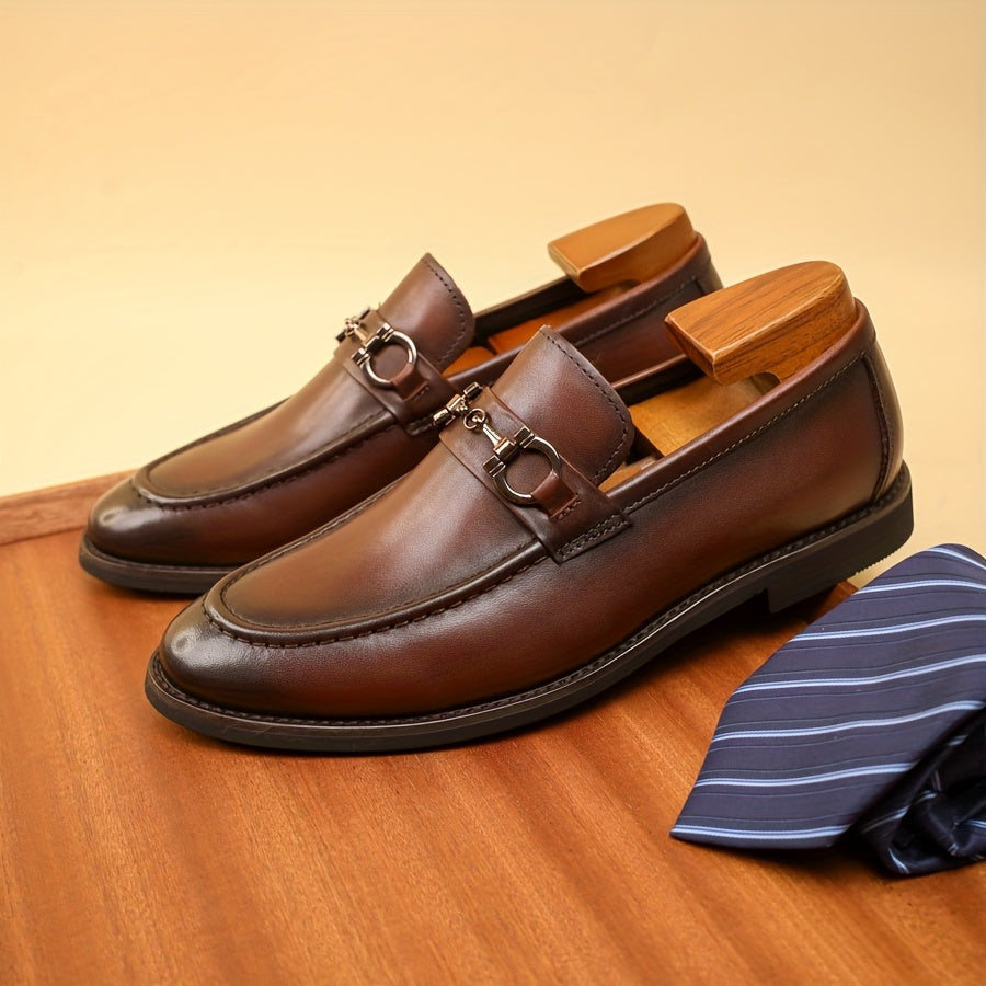 Classic Vintage Mens Genuine Loafers Casual Simple and Convenient Mens Shoes Fashionable Versatile Mens Genuine Shoes British Wedding Party Mens Shoes