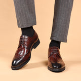 MenS First Layer Cowhide Crocodile Pattern Leather Shoes with Rubber Sole
