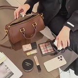 Luxury Vintage Leather Boston Bag VegetableTanned ShoulderCrossbody