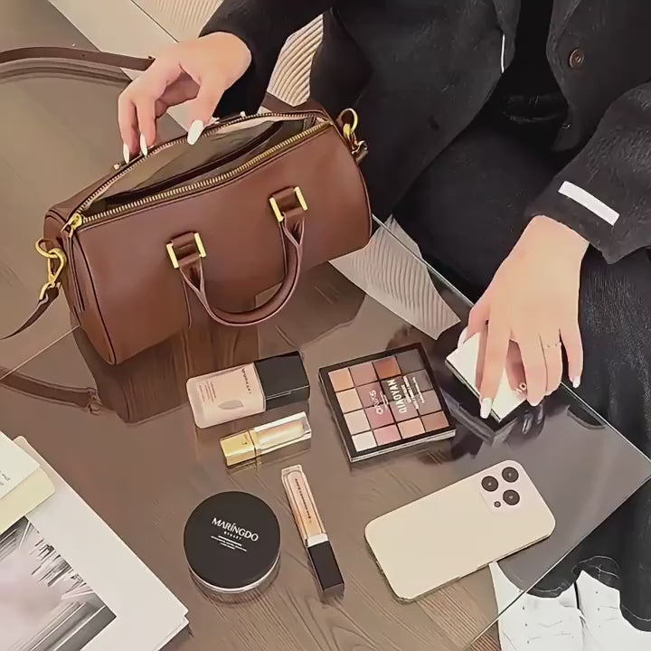 Luxury Vintage Leather Boston Bag VegetableTanned ShoulderCrossbody