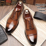 New Handcrafted Brogue Carved Mens Shoes Classic Fashion Oxford Shoes Versatile Minimalist ThreeEyelet Genuine Mens Business Casual Shoes