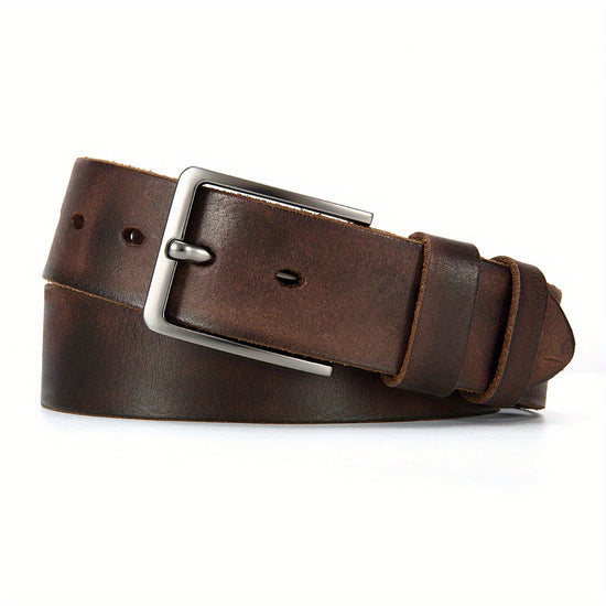 Mens Genuine Leather Belt Fashionable Pin Buckle Alloy  Casual and Versatile Suitable for Street Style Good Gift Choice