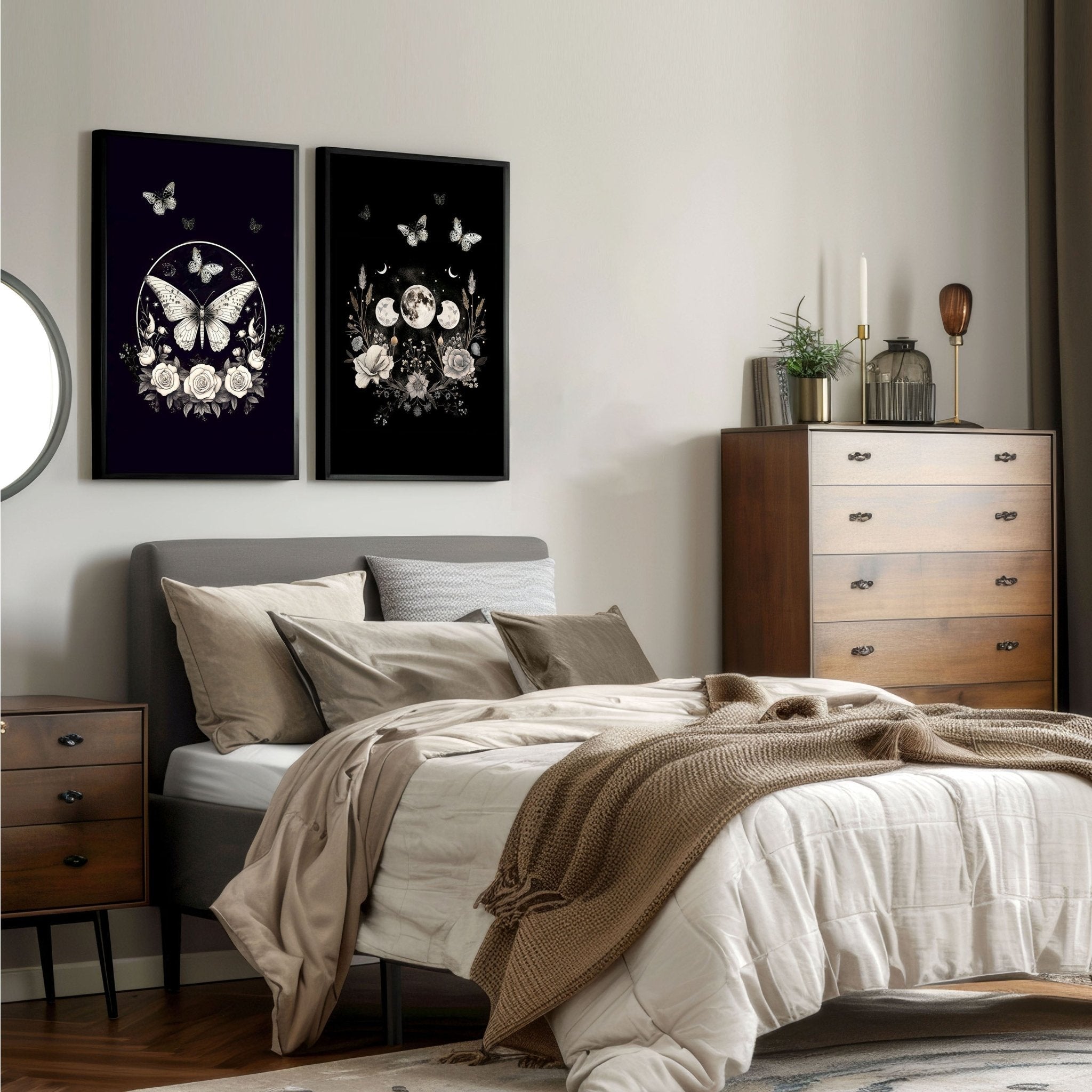 Prints Bedroom | Set of 2 Dark Academy Wall art Prints