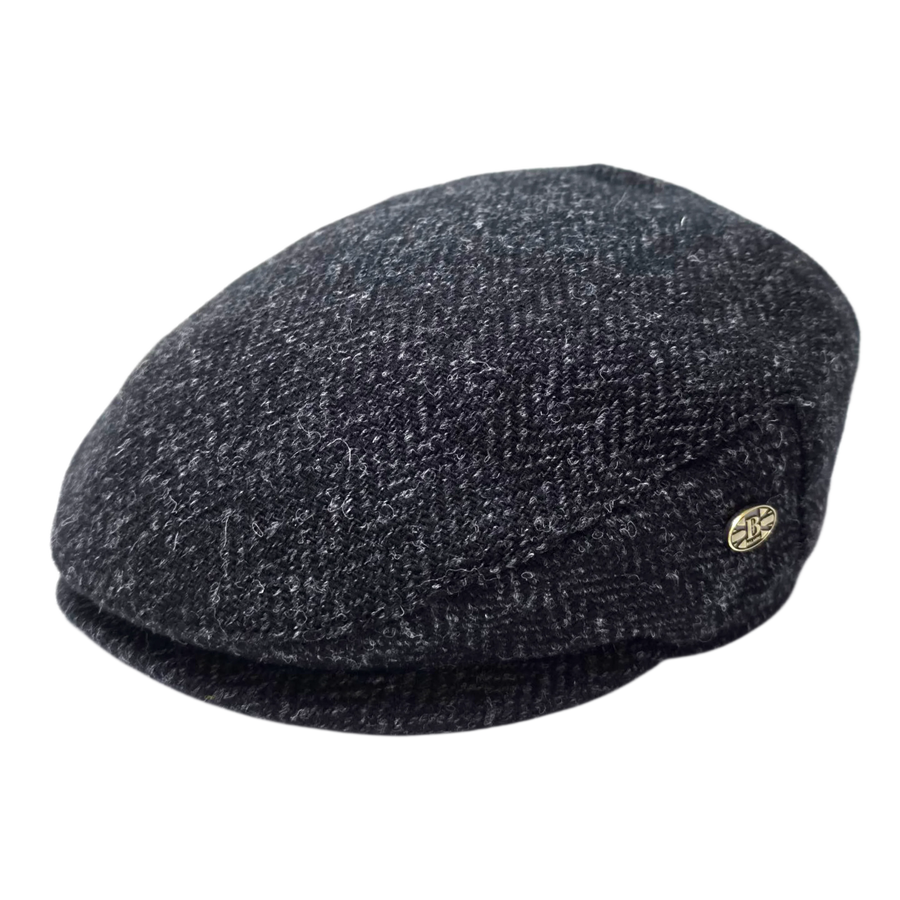 Harris Tweed Herringbone Flat Cap – Grey