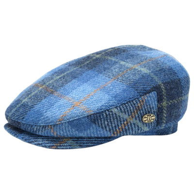 Light Blue Tartan Harris tweed Flat Cap