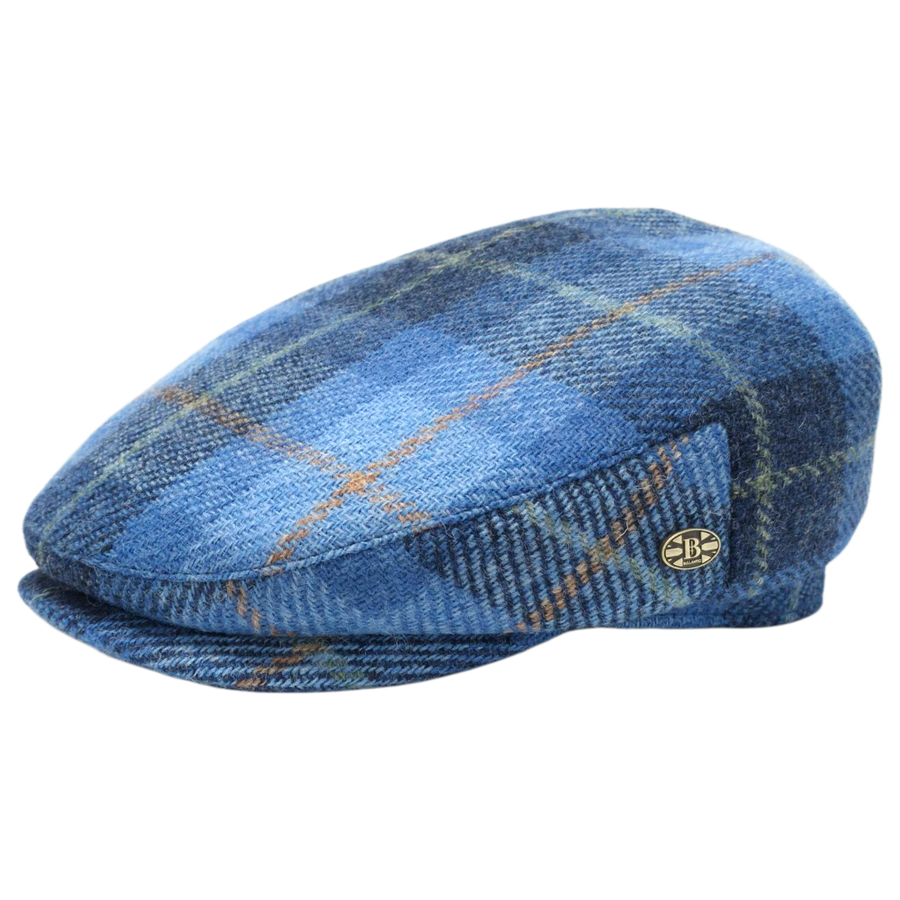 Light Blue Tartan Harris tweed Flat Cap
